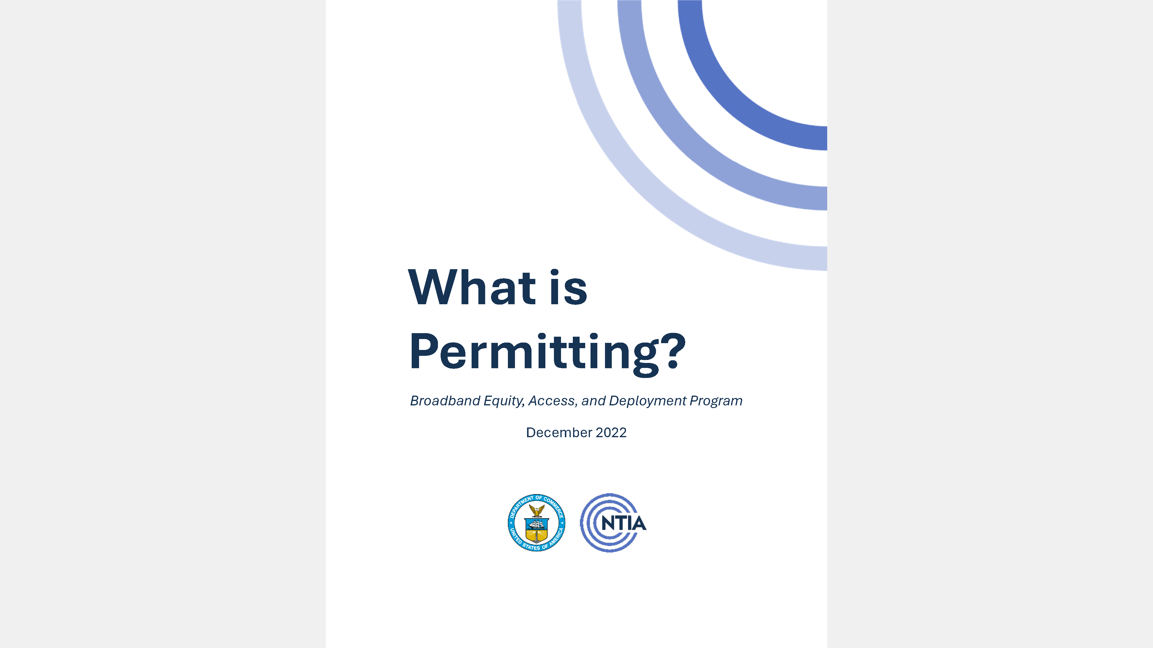Cover page of broadband permitting overview document.